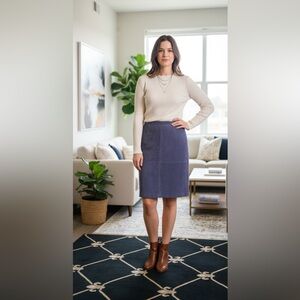 Elegant Dark Lavender Genuine Suede Women's Skirt